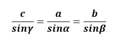 Надпись: c/sinγ=a/sinα=b/sinβ 